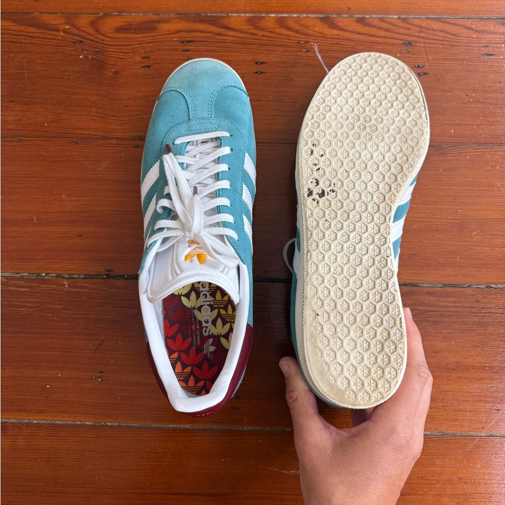 Adidas Gazelle Arctic Fusion Burgundy Teal Suede Athletic Sneakers Sz 10 ❤️🍄 - Picture 8 of 9